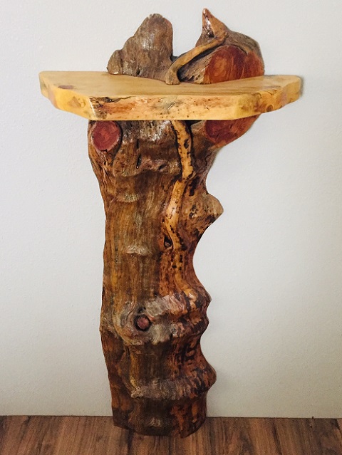 Very Unique Alligator Juniper Shelf. 4’ Tall